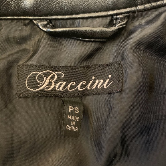 Baccini Black Vegan Faux Leather Moto Jacket Sz SP - Picture 5 of 11